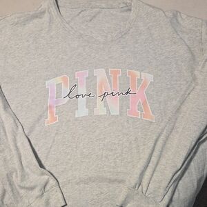 PINK Victoria's Secret Gray Long Sleeve Tee